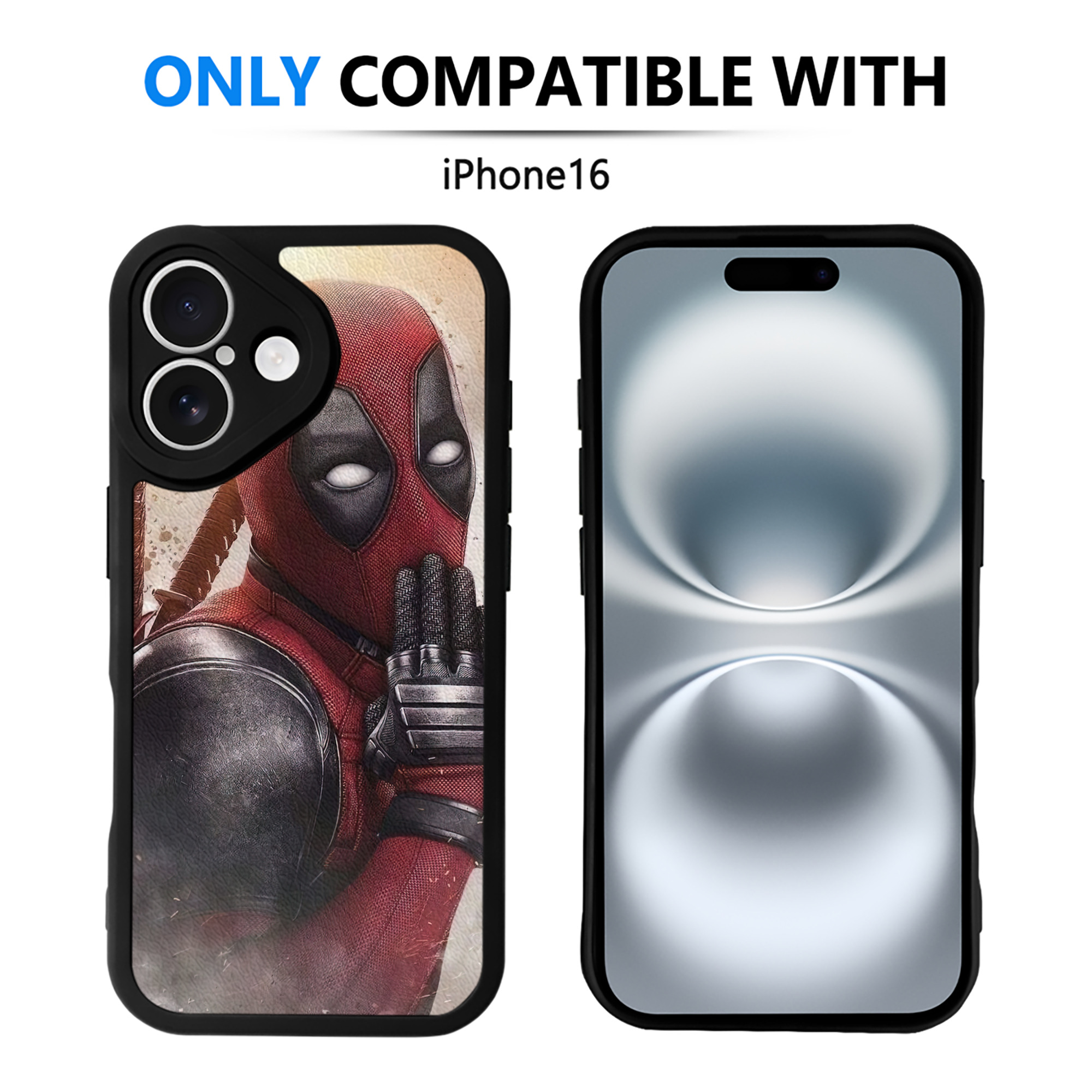 （画像用） Deadpool デッドプール 【iPhone 16シリーズ対応】シリコンスマホケース（レザー調） 材質：シリコン